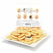 French Cocktail Blinis for Caviar - Frozen Appetizer Pancakes for Specialty Foods - 1.25 inch / 30 per pack 4.76 ounce 136 grams