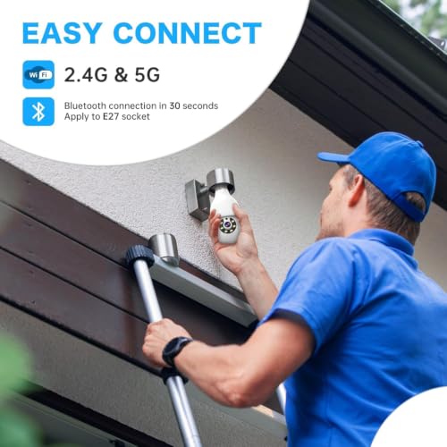 2K Light Bulb Security Camera 5G&2.4G WiFi Security Cameras Wireless Outdoor Indoor,360°Bulb Cameras for Home Security Outside Indoor,Motion Detection and Alarm,Two-Way Talk,Color Night Vision 2 Pack — view 2