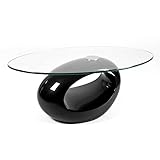 Top in vetro temperato Cribel Erma, tavolino ripiano in Vetro, Base in Fibra di Vetro Nera, Living e salotti Moderni