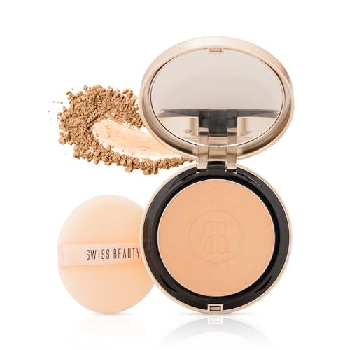 Image of Swiss Beauty Select Born To Last Compact Powder | 3-in-1 Skin Perfection | Oil Control | Blurs Pores | Matte Finish | Fresh Makeup for hours | With Squalane & Vitamin E | 6.5g, Shade- 3. Amber Haze