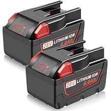 WECACHWE 2Pack 6000mAh 28V Battery Replacement for Milwaukee 28V Power Tools Battery 0719-20 0719-22 0779-20 22 0928-29 0726-20 Cordless Tool Combo Kit with 4 LED Charging Indicator