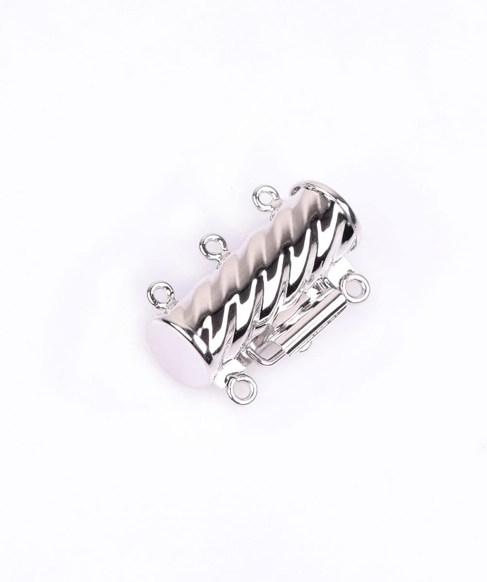 JOE FOREMAN 3 Strings 14K White Gold Filled Layered Snap Barrel Pearl Necklace Clasp for Bracelet Jewelry Making Closures Necklet Layering Clasp Supplies (9x17mm) Push Pull Multi-Strand Clasp image 2