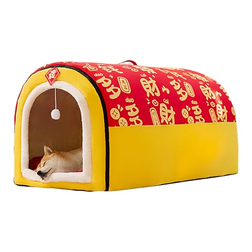 Caseta para Perros De Interior | Cueva Acogedora con Almohadilla - Casa para Mascotas De Interior - para Gatos, Cachorros, Conejos y Animales Pequeños para Jugar y Acampar