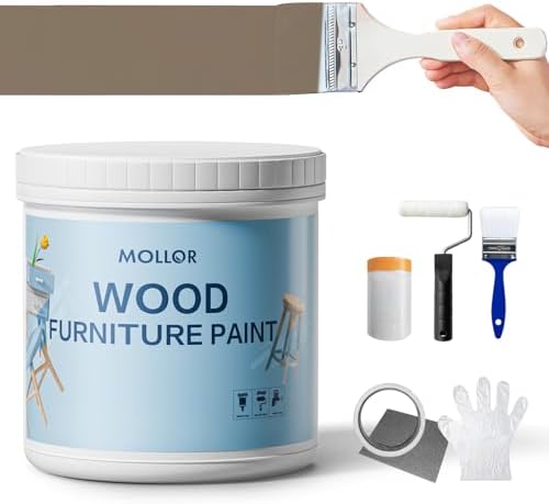 Mollor Kreidefarbe Braun Matt, Möbelfarbe Ohne Schleifen, 500g | Shabby Chic Vintage-Look für Möbel, Innen und Außen einsetzbar, deckt gut, inkl. Werkzeugen, ideal für DIY Möbelren