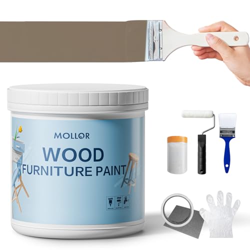 Mollor Matte Finish Wood Paint for Furniture, Durable Cabinet Countertop Paint Easy Application for DIY Projects, Wood, Metal, Home Decor and More(32OZ, Coffee with Tools) by Mollor - Used condition - US$16.60