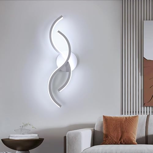 Toolight Applique da Parete Interno Moderna, 15W Lampada da Parete Design in Acrilico, Lampada a Muro per Soggiorno Camera da Letto Scale Corridoio, Luce Fredda 6500K, Bianco, 41CM