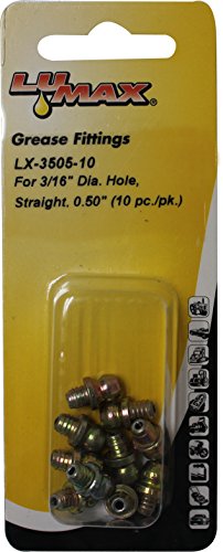 lumax lx-3505-10 goldsilver drive type straight 05034 long grease fitting for 31634 diameter hole pack of 10 circumferential serrated shank provides a grease tight seal when installed