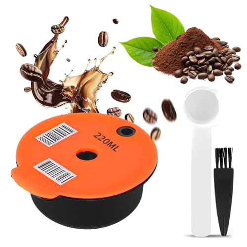 Cápsulas de café reutilizables de 200 ml con tapa de silicona amarilla, filtro de café reutilizable de plástico PP, compatible con cafetera Bosch Tassimo (220 ml)
