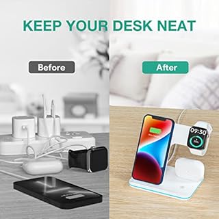 3 in 1 Wireless Charging Station, Wireless Charger Docking Station for iPhone 16/15/14/13/12/11/XR/XS/and Apple Watch 8/7/6/5/4/3/2/SE, Charging stand for AirPods 1/2/3/ Pro/Pro 2 with Lightning Port