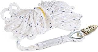 PeakWorks Fall Protection Safety Lifeline Rope Grab, Anchor 50' Vertical Cable, Galvanized Steel Snap Hook Harness Tools Equipment for Climbing, Rescue, Hunting, Roofing, V84084050