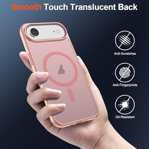 Image of SUPFINE Magnetic for iPhone Air Case (Compatible with MagSafe)(Military Grade Drop Protection) Slim Translucent Matte Shockproof with Anti-Fingerprint Phone Cover for 17 Air,Pink