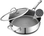 Poêles à frire antiadhésive avec couvercle, Hybrid Non Stick 6.5 Coffret de brasier à queue,PFOA Articles de cuisine gratuits,12.5 poêlon en acier inoxydable, lave-vaisselle et coffre-fort pour fours, travaille sur l'induction, les plaques de cuisson céramiques et de gaz