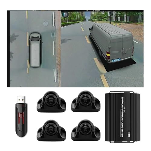 Car 360° Bird's Eye View Camera System (3D+1080P) TVC 360 Surround Seamless View Recorder Is Suitable For VAN Truck(128usb version)