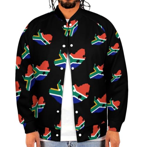 South Africa Flag Map Men's Baseball Jacket with Pocket XL