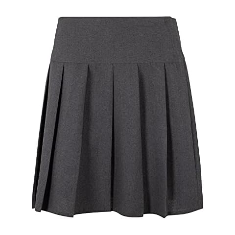 MOLLY MALOU Girls Kids Women Ladies School Uniform All Round Pleated School Skirt with Zip Drop Waist UK Size (15-16 Years, Grey) Cover