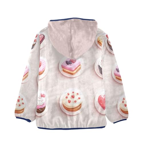 Round Cake Girls Fleece Jacket Girls Fall Jacket Girls Zip Up Hoodie Girls Sherpa Jacket 2-10T2