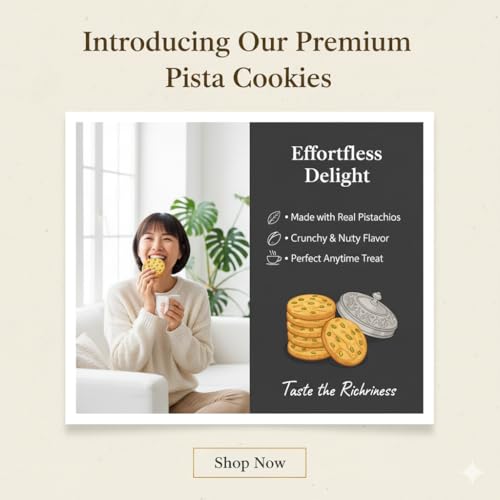 Image of MOM'S BAKERY Crunchy Pista Cookies-200gm Soft, Chewy & Freshly Baked Snack Treats- Ideal for Gifting | Eggless, No Palm Oil, No Preservatives | T45 Flour, Butter, Sugar, Vanilla Essence | Healthy & High Fiber for Anytime Cravings for Tea Time