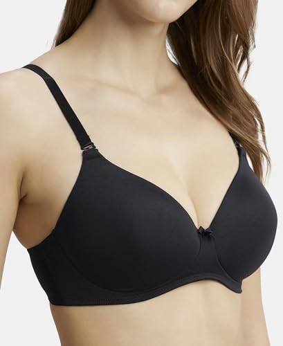 Image of Jockey 1819 Women's Wirefree Padded Microfiber Nylon Elastane Stretch Full Coverage Multiway Styling T-Shirt Bra with Magic Under Cup