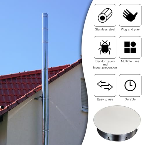 ALI2 Abdeckung für Kaminloch, aus Edelstahl, Kaminstopfen, Abdeckung für Ofenrohr (180 mm)