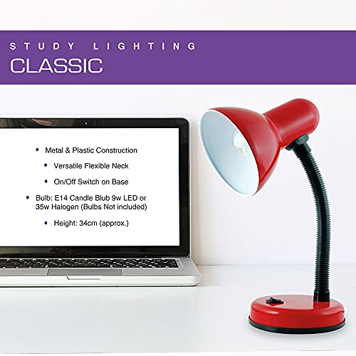 Classic 35w Flexi Desk Lamp with Flexible Neck - Cardinal Red - Image 2
