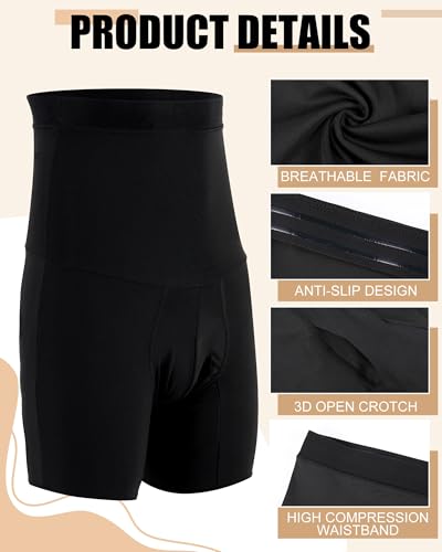 3 Pcs Men Girdle Tummy Control Shorts Compression Underwear High Waist Trainer Shapewear Body Shaper Boxer Briefs2