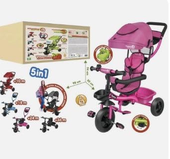 Vitamina G Evolution - Cochecito 3 en 1 con parasol reclinable, silla giratoria 180°, de 10 meses a 3 años, color rosa