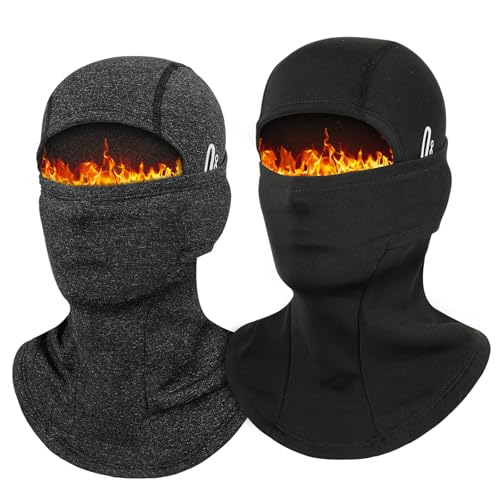 GL GLENSLAVE Pack of 2 Cold Weather Balaclava for Men and Women Windproof Fleece Face Mask Thermal Winter Scarf Mask Ski Mask for Outdoor Sports Cycling Skiing Motorcycle (Black+Gray)