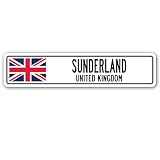 Cortan360 Sunderland, United Kingdom Street Sign Decal British Britons Brits Flag City Gift 8" Sticker Decal