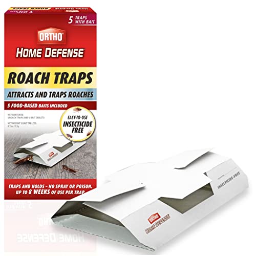 Home Defense Roach Trap with Bait Tablets, Cockroach Killer, Baited Glue Traps, Roach Traps, High Catch Rate, Roach Killer Indoor Infestation for Homes & More, 15 Traps (3 Pack)…