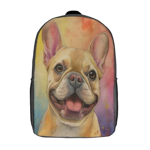 Sac à dos cartable bouledogue français pour enfant garçon et fille 17"l