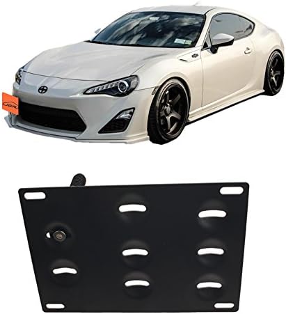 JGR Racing JDM Car No Drill Tow Eye Front Bumper Tow Hole Hook License Plate Mount Bracket Holder Relocation Kit Compatible with 2013-2016 Scion FR-S 2015-2016 WRX/WRX STi Forester Impreza Toyota 86