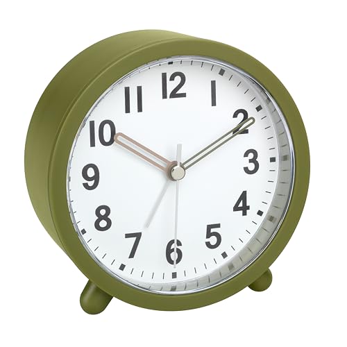 TFA Dostmann 60.1043.04 - Despertador analógico (Funciona con Pilas, Incluye Reloj de Cuarzo, sin tictac, para Dormitorio, salón, Cocina, con función de repetición, Incluye luz de Fondo), Color Verde