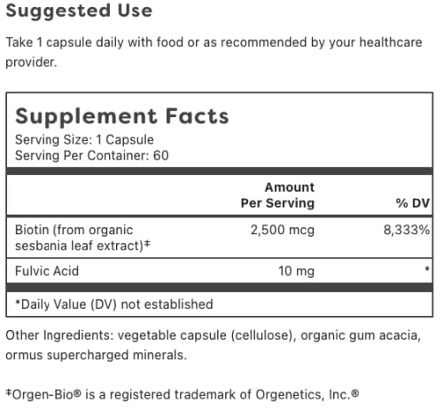 Global Healing Biotin (Vitamin B7) Supplement Vitamins With Organic Sesbania Extract To Support Radiant Skin, Stronger Nails, And Healthy, Thicker Hair Growth For Men & Women - 2500Mcg, 60 Capsules #TOP2
