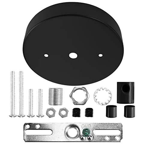 Sangle Sopffy Pendant Light Canopy Kit, 5 1/8 Inches Ceiling Lighting Canopy Kit with All Mounting Hardware Modern Chandelier Ceiling Plate Cover for Pendant Lighting Fixtures, Black (Black) Cover