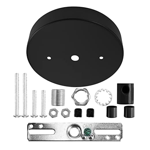 Sangle Sopffy Pendant Light Canopy Kit, 5 1/8 Inches Ceiling Lighting Canopy Kit with All Mounting Hardware Modern Chandelier Ceiling Plate Cover for Pendant Lighting Fixtures, Black (Black)