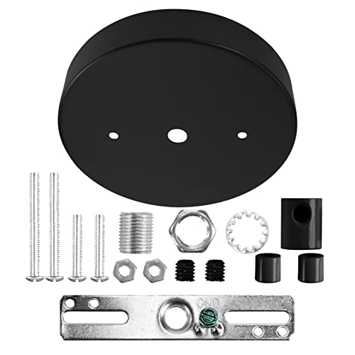 Image of Sangle Sopffy Pendant Light Canopy Kit, 4.7 Inches Ceiling Lighting Canopy Kit with All Mounting Hardware Modern Chandelier Ceiling Plate Cover for Pendant Lighting Fixtures, Black (Black)