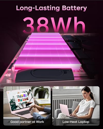 Image of Pink Laptop, 16GB RAM 512GB SSD Laptops with Pentium Gold 6500Y (Up to 3.4GHz), 15.6 inch FHD IPS Screen, Type-c, USB3.2, BT5.2, WiFi5, Laptop Computer Good for Business and Student