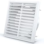 HG Power 150mm Air Vent Cover - 175mm×175mm Louvred Wall Vent Grille with Flyscreen, Ventilation for Tumble Dryer, Extractor Fan, Garage, Bathroom, Kitchen, Attic, Exterior Walls, White