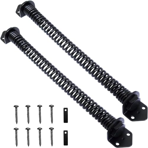 Lot de 2 ferme-portes robustes à ressort à fermeture automatique pour clôture de jardin en bois et vinyle (35,5 cm)