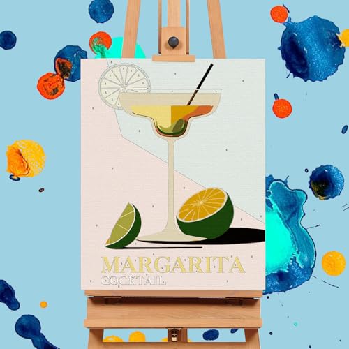 Offito Art 6 Stück Malen nach Zahlen Erwachsene – 20x25 cm 6er-Pack Cocktail Malen nach Zahlen Leinwand für Anfänger, Cocktail DIY Acryl Paint by Numbers for adults, für Home Décor, Ohne Rahmen
