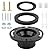 EMVANV RV Toilet Seal and 3 Inch Socket RV Toilet Flange Kit, Designed for RV 300/310/320 Toilets, Replaces 385345892 Flange and 385311658 Flush Seal and 385311652 Base Seal(Black)