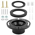 EMVANV RV Toilet Seal and 3 Inch Socket RV Toilet Flange Kit, Designed for RV 300/310/320 Toilets, Replaces 385345892 Flange and 385311658 Flush Seal and 385311652 Base Seal(Black)