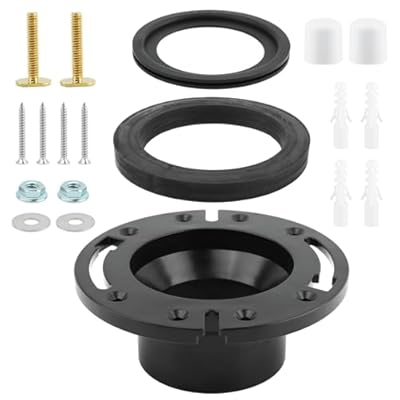 EMVANV RV Toilet Seal and 3 Inch Socket RV Toilet Flange Kit, Designed for RV 300/310/320 Toilets, Replaces 385345892 Flange and 385311658 Flush Seal and 385311652 Base Seal(Black)