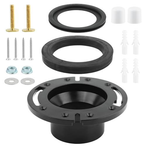 Image of EMVANV RV Toilet Seal and 3 Inch Socket RV Toilet Flange Kit, Designed for RV 300 /310 /320 Toilets, Replaces 385345892 Flange and 385311658 Flush Seal and 385311652 Base Seal(Black)