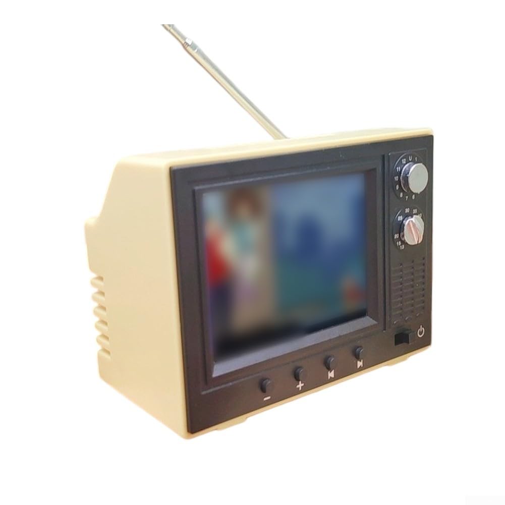 Lettore TV in Stile retrò a Cartoni Animati, Monitor Video Ricaricabile e componente da Collezione in Miniatura per scrivania e mensola, Decorazione Divertente (Giallo)