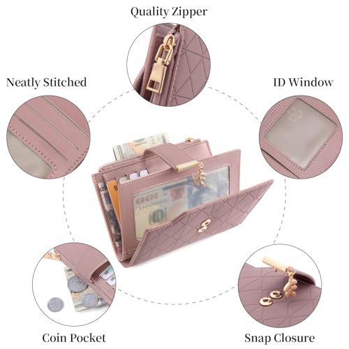 Image of SENDEFN Wallets for Women Leather RFID Blocking Credit Card Case Holder Purse Zipper Pocket with ID Window