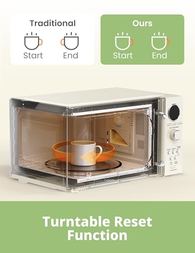 COMFEE Retro Ovens, Small 9 Preset Programs, 0.9 cu.ft Countertop Compact Microwaves with Multi-Stage Cooking, Mute Function, LED Digital, Apricot/900W, CMO-MMP02AA(at), Apricot