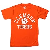 Wes and Willy NCAA Kids S/S Organic Cotton Tee Shirt, Clemson Tigers, 7, Orange Crush