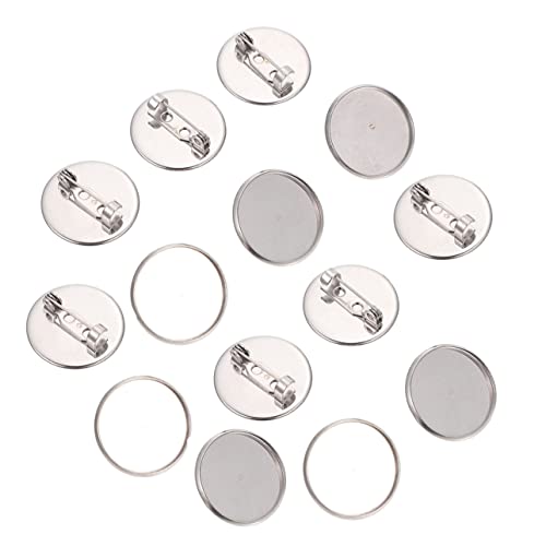 AOKWAWALIY 20 Piezas Broche Accesorios Broche Hecho a Mano Broche Cierres Pasador Disco Base Disco Bandejas para Pechugas Hallazgo De Broche Piezas para Hacer Broches Silver Acero Inoxidable