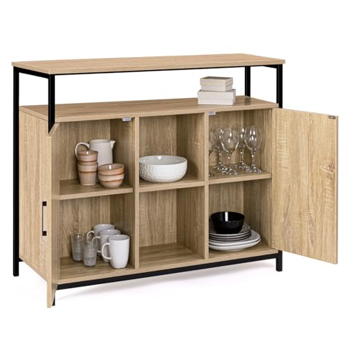 Buffet industriel 2 portes 100 cm bois/métal IDMarket